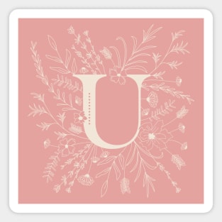 Botanical Letter U (Hibiscus Pink) Magnet